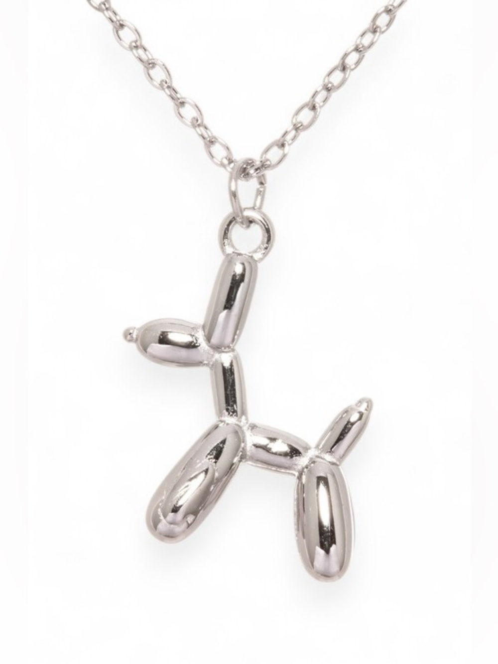Silver Balloon Dog Pendant Necklace for Women